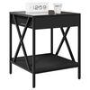 vidaXL Bedside Table Black Engineered wood, glass and steel Medium