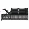 vidaXL Garden Sofa Set Black PE Rattan, Powder-Coated Steel, Tempered Glass
