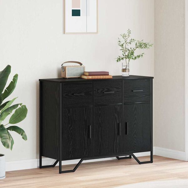 vidaXL Sideboard with Drawer Black Oak 38.19 x 12.80 x 29.33 in