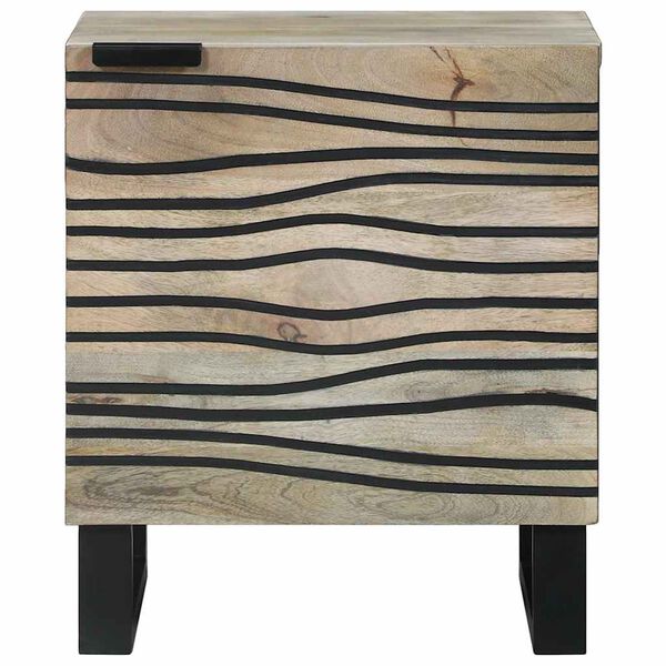 vidaXL Bedside Cabinet White and Black 15.75 x 12.99 x 18.11 in