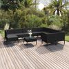 vidaXL Garden Lounge Set Black PE Rattan, Powder-Coated Steel, Polyester