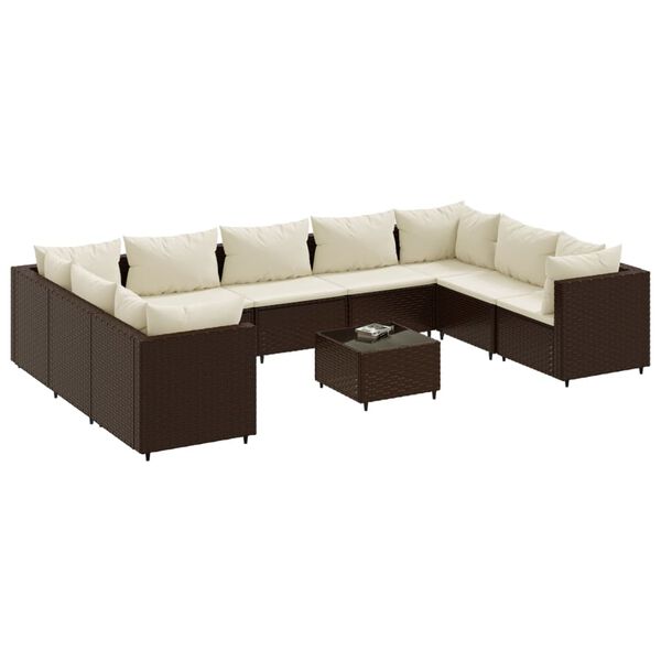 vidaXL Patio Lounge Set Brown, Cream