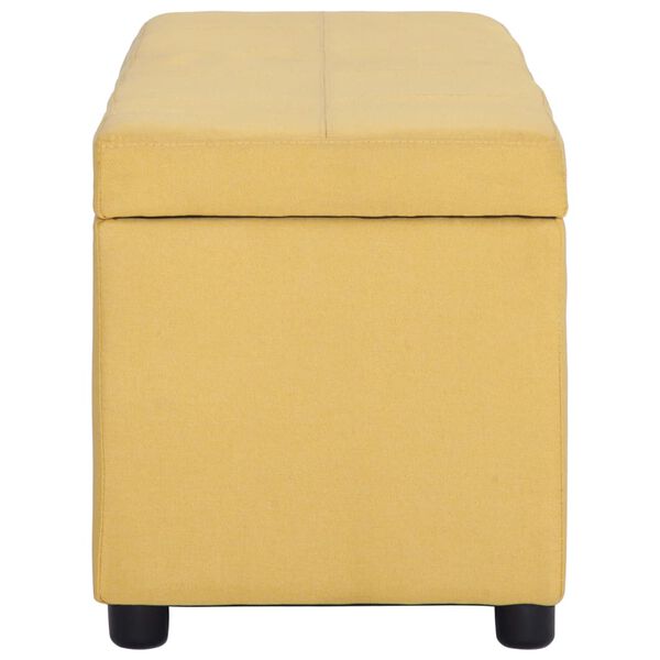vidaXL Bench Yellow Polyester, Wood Large Storage Bench Rectangular