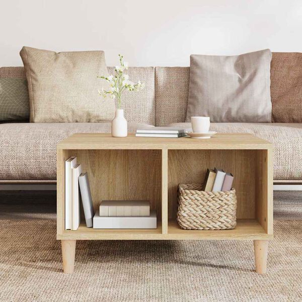 vidaXL Coffee Table Sonoma Oak Engineered Wood, Solid Eucalyptus
