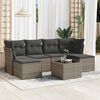 vidaXL 7 Piece Patio Sofa Set with Cushions Gray Poly Rattan