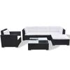 vidaXL Patio Sofa Set Set of 6 Black Rattan, Cream White Cushions