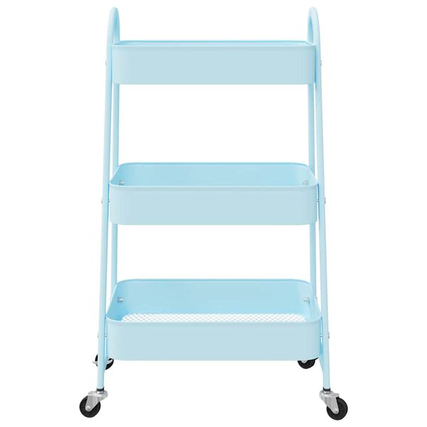 vidaXL Storage Trolley 3-Tier Blue 16.5x16.3x30.3" Steel
