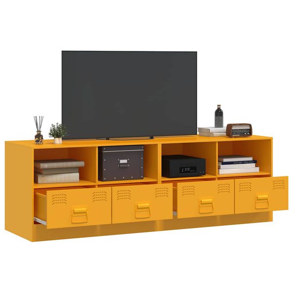 vidaXL TV Cabinet Set of 2 Mustard yellow Cold-rolled steel