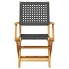 vidaXL Garden Chair Set of 2 Black Solid Acacia Wood, Poly Rattan