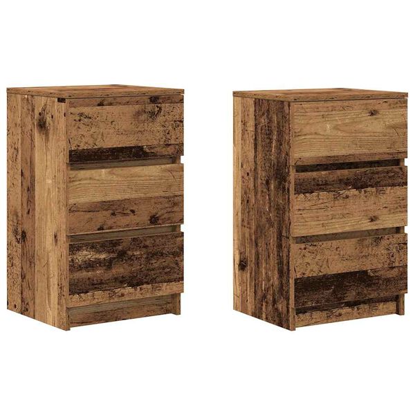 vidaXL Bedside Cabinet Set of 2 Old Wood Engineered Wood