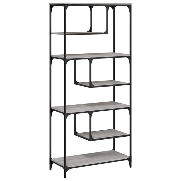 vidaXL Bookcase Grey Sonoma Engineered wood, metal Bookcase Rectangular
