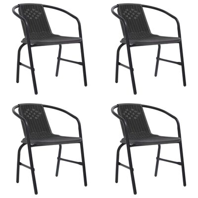 vidaXL Garden Chairs 4 pcs Plastic Rattan and Steel 242.5 lb