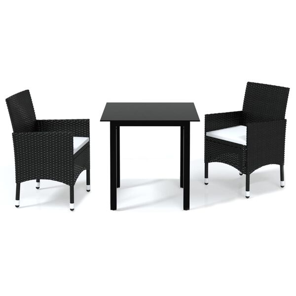 vidaXL Dining Set Black PE Rattan, Steel, Fabric, Glass, Aluminum Medium