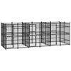vidaXL Dog Kennel Black Powder-Coated Steel 11.1 m² Dog Kennel