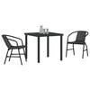 vidaXL Garden Dining Set 3 pcs Black Powder-Coated Steel