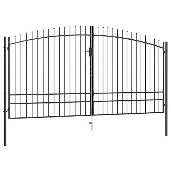 vidaXL Double Door Fence Gate with Spear Top 157.5"x97.6"