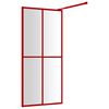 vidaXL Walk-in Shower Wall with Clear ESG Glass Red 39.4"x76.8"
