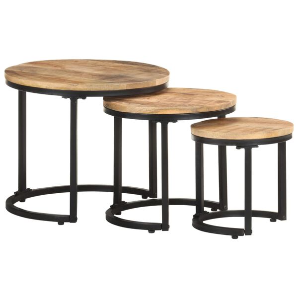 vidaXL Side Table Set of 3 Brown, Black