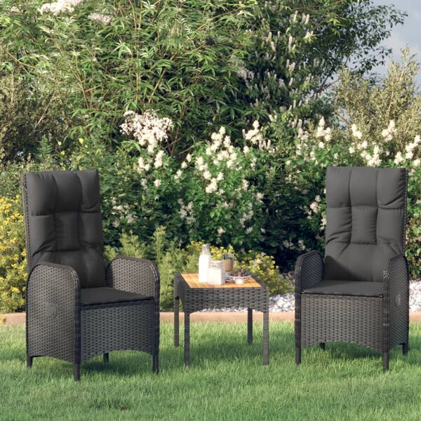 vidaXL Garden Lounge Set Black PE rattan, solid acacia wood Medium