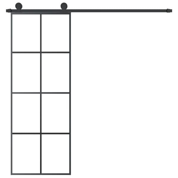 vidaXL Sliding Door with Hardware Set 29.9x80.7" ESG Glass&Aluminium