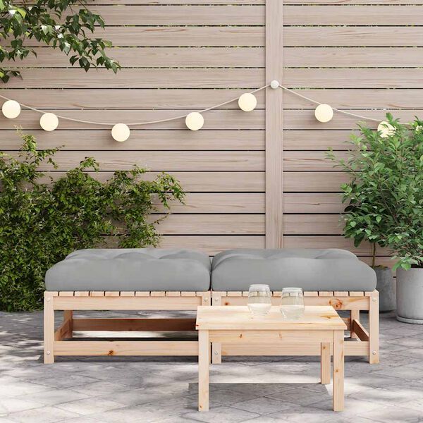 vidaXL Patio Footstools with Cushions 2 pcs Solid Wood Pine