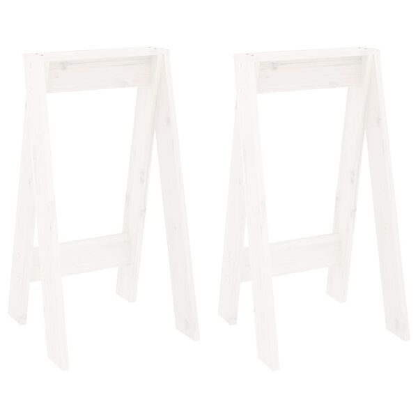 vidaXL Stool Set of 2 White Solid pine wood Standard Durable Stool