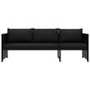 vidaXL Garden Sofa Black Poly rattan 3-Seater Removable Covers