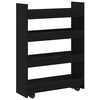 vidaXL Narrow Storage Trolley Black Oak 23.62 x 7.87 x 32.28 in