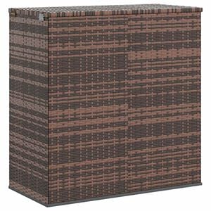 vidaXL Cushion Box Brown PE Rattan, Powder-Coated Steel