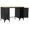 vidaXL Double Pedestal Desk Black and natural wood Solid Firwood and Steel