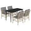 vidaXL 5 Piece Patio Dining Set with Cushions Mix Beige Poly Rattan
