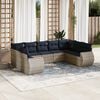 vidaXL 9 Piece Garden Sofa Set with Cushions Grey Poly Rattan