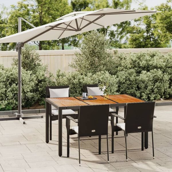 vidaXL Garden Dining Set Black PE rattan 5 Piece Set Modular