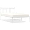 vidaXL Bed Frame White Powder-Coated Steel 42.1 x 79.9 in Bed Frame