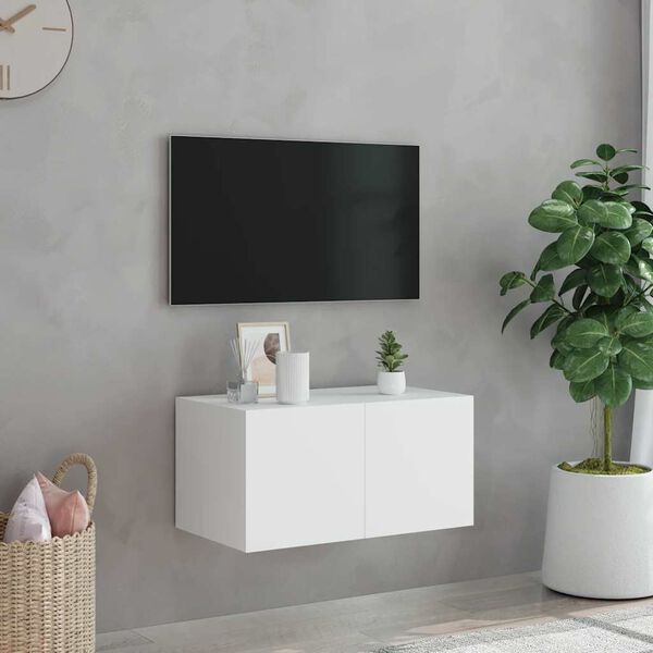 vidaXL TV Wall Cabinet White Engineered Wood Standard TV Wall Cabinet