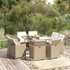vidaXL Garden Dining Set Beige PE rattan, steel, tempered glass Standard