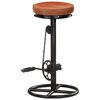 vidaXL Bar Stool Set of 2 Black and brown Goat leather and steel