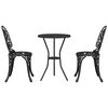 vidaXL Garden Bistro Set 3 pcs Black Aluminium