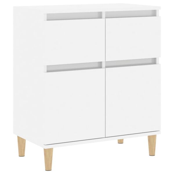vidaXL Sideboard High gloss white Engineered wood, Solid eucalyptus wood