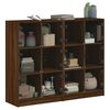 vidaXL Bookcase Brown oak Engineered wood and glass Medium Doors