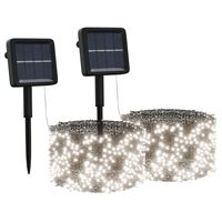 vidaXL Solar Fairy Lights 2 pcs 2x200 LED Cold White Indoor Outdoor