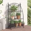 vidaXL Flower Rack Black Powder-coated Steel Flower Rack Rectangular