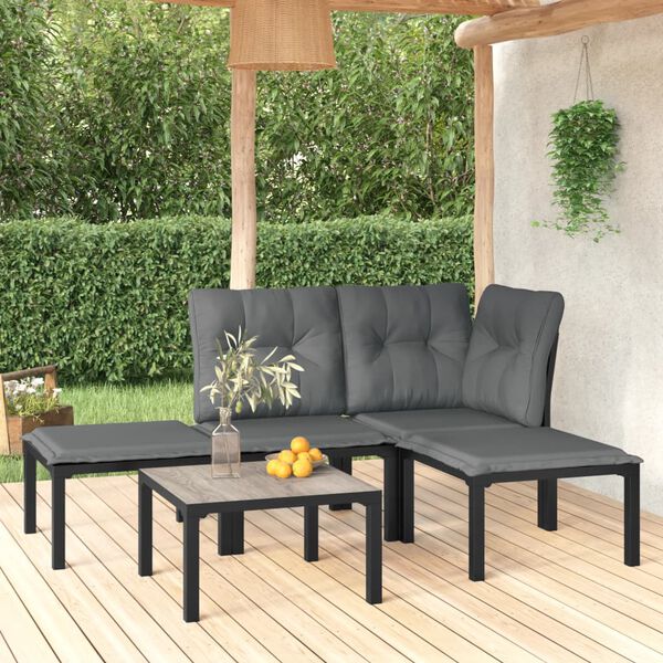 vidaXL Garden Lounge Set Black and Dark Grey