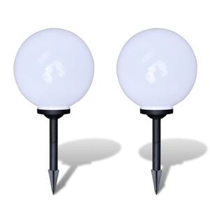 vidaXL Garden Light Set of 2 White glossy ball, black tube PP Plastic