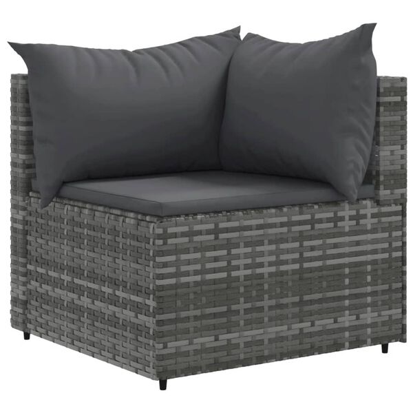 vidaXL Patio Lounge Set Grey PE rattan, powder-coated steel, 100% polyester