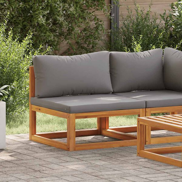 vidaXL Middle Sofa Dark Grey Solid Acacia Wood Middle Durable