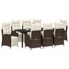 vidaXL Garden Dining Set with Cushion 9 pcs Brown Poly Rattan