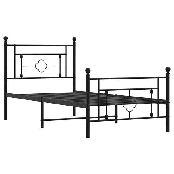 vidaXL Bed Frame Black Steel Single Bed Frame Rectangular Modern