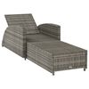 vidaXL Sun Lounger Grey, Dark grey PE rattan, Powder-coated steel, Fabric