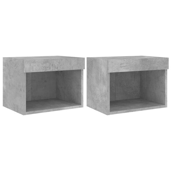 vidaXL Nightstand Set of 2 Concrete Gray Engineered Wood Nightstand